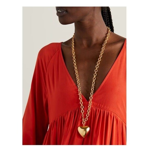 NWOT $155 Roxanne Assoulin The Puffy Heart Necklace in Gold - Picture 9 of 12